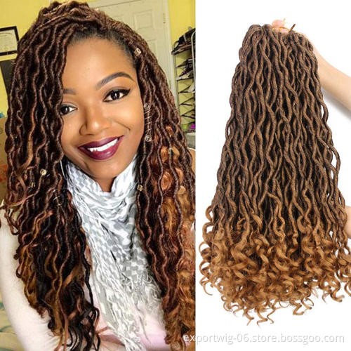 Faux Locs Crochet Hair Synthetic Goddess Braid Twist Crochet Hair Curly Ends Wavy Dreadlocks Crochet Braiding Hair